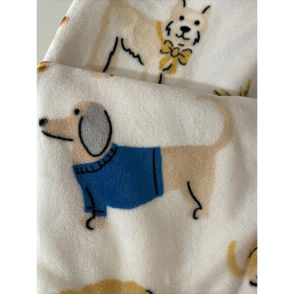 DOGS FALL In SWEATERS GLASSES LEAVES 50x70 Plush Throw Blanket Large Dog Print - Picture 3 of 10